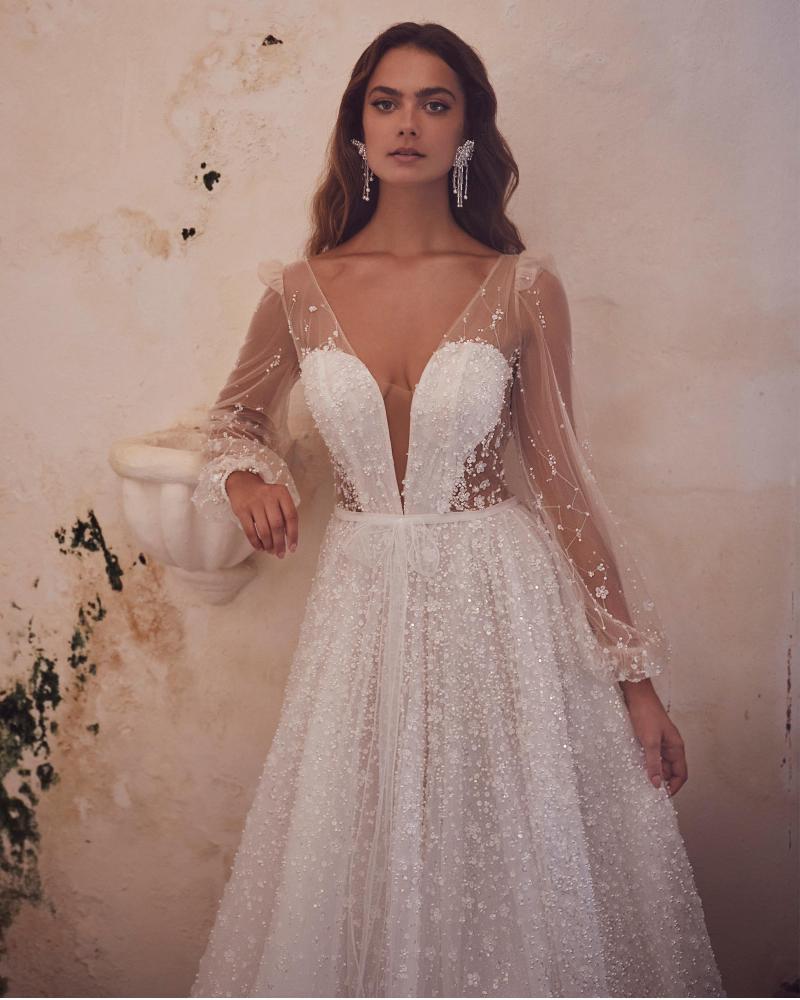 123116 sheer long sleeve wedding dress with low back3